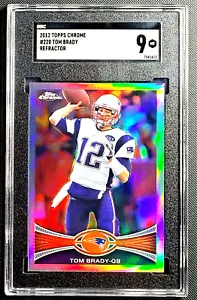 2012 TOPPS CHROME #220 TOM BRADY REFRACTOR PRIZM SILVER HOLO SP #12 SGC 9 MINT - Picture 1 of 3