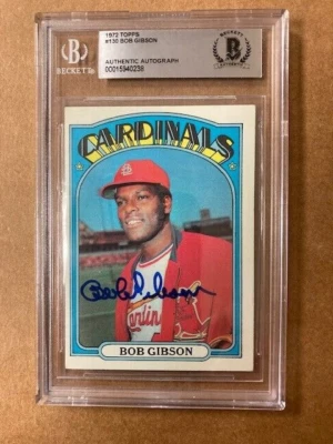 BOB GIBSON Signed 1972 Topps Card #130 Beckett Auth. - Image 1 of 2