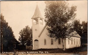 1918 Real Photo Postcard RPPC M.E. Church and Grange Hall Kingman Maine J29 - Picture 1 of 2