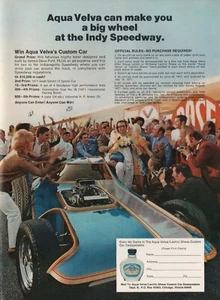 1971 Vintage AQUA VELVA Indy Speedway Dave Puhl Custom Racing Car Print Ad - Picture 1 of 1