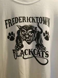FREDERICKTOWN MO BLACK CATS HIGH SCHOOL WHITE T-Shirt Advertise Mens Sz XL - Picture 1 of 11