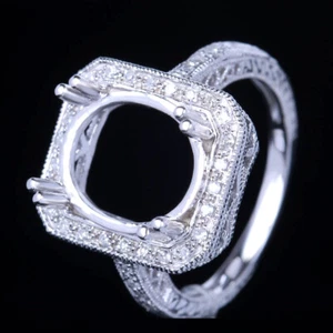 12x10mm Oval 1/5ct Natural Diamond Semi Mount Engagement Ring Sterling Silver - Picture 1 of 5