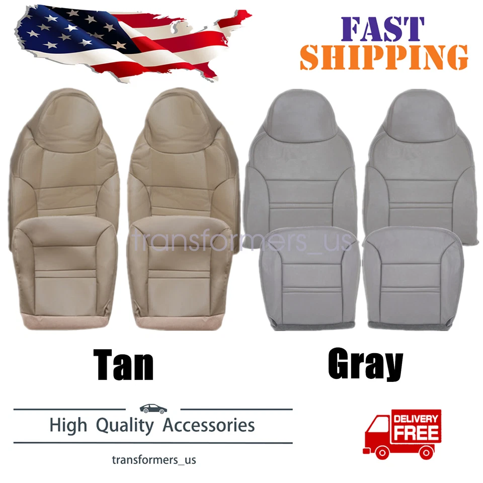 Front Bottom & Lean Back Leathe Seat Cover Tan/Gray For 2000-2001 Ford Excursion Foto 1 de 1