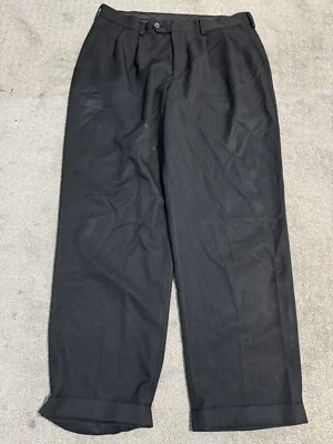 Pantalones chinos plisados con puños sin planchar de algodón liso negros IZOD 34x30 para hombre usados en excelente estado Foto 1 de 4