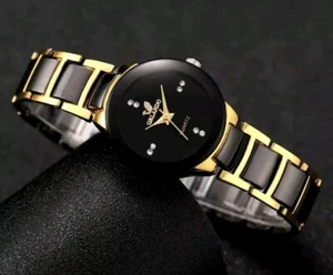 Ladies Watch Luxurious Design Quartz Watches Black And Gold Bracelet Watch - Picture 1 of 5