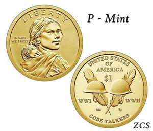 2016 Philadelphia Sacagawea Native American One Indian Coin Code Talkers Golden - Picture 1 of 3