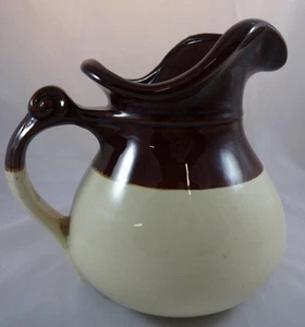 Vintage McCoy Pottery Ceramic Brown Cream Large Pitcher Collectible Art Pottery - Picture 1 of 8