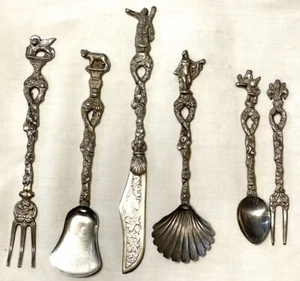 Vtg Around-The-World Club Candlelight US Silver Plated Mini Serving Utensils - Picture 1 of 8