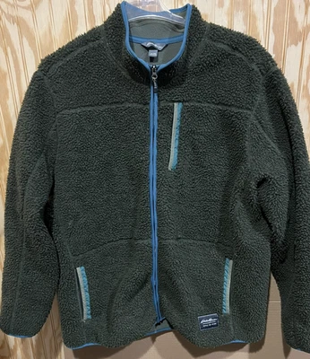 Chaqueta de piel de oveja sintética EDDIE BAUER cremallera completa pelo alto Loden para hombre 2XL Foto 1 de 4
