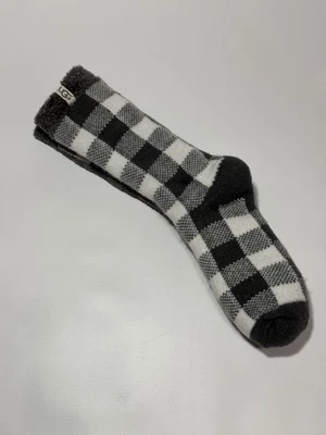 UGG Women's Vanna Check Fleece Lined Gray White Crew Cut Socks - Image 1 of 4