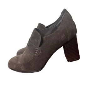 Born Women's Tyndall Pump Bootie 6.5 Block Heel Brown Suede Shootie Slip On - Picture 1 of 13