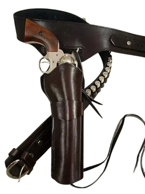 Handcrafted Cowboy Leather Gun Rig Holster Belt for Uberti .357 .44 Western Fast - Image 1 of 4
