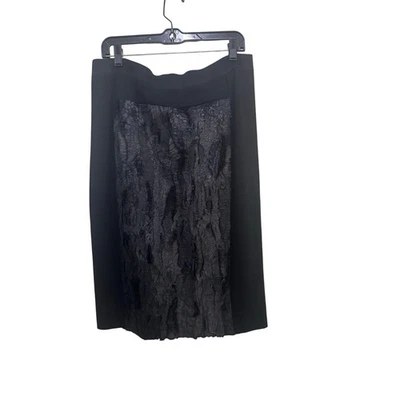 Saia lápis feminina BCBGMAXAZRIA preta elástica pele sintética tamanho grande anos 2000 anos 90  - Imagem 1 de 4