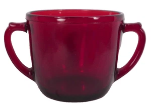 Royal Ruby Sugar Bowl Anchor Hocking 2 Handles Vintage Retro 1950s Mid Century - Picture 1 of 3