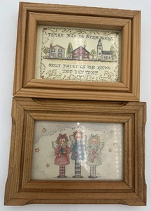 Two Vintage Wooden Frame Pictures - Picture 1 of 4