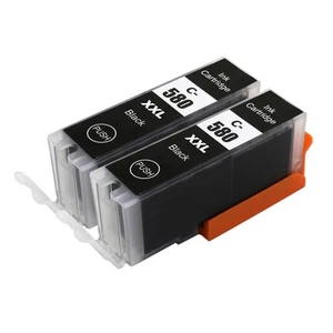 2 Cartouches d'encre Noire pour remplacer Canon PGI-580Bk (580XLBk) Compatible - Zdjęcie 1 z 6