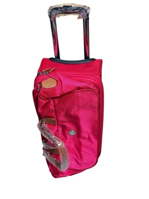 NUEVO Joy Mangano QVC Rosa Rodante Telescópico Bolsa de Transporte Manijas Ruedas 22”H Foto 1 de 4