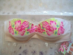 VICTORIA'S SECRET MULTI COLOR FLORAL MADI PUSH UP BANDEAU BIKINI TOP NWT 0SYE - Bild 1 von 5