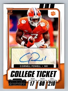 Boleto universitario Cornell Powell 2021 Contenders Draft automático #258 Clemson Tigers - Imagen 1 de 2