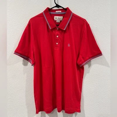 Original Penguin Men’s Heritage Slim Fit Red Short Sleeve Polo Shirt Size XL - Image 1 of 4