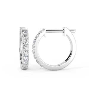 Best Deal..! 0.30 Ct Natural Round Diamond Hoop Earrings In White Gold - Picture 1 of 11