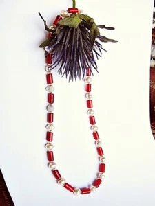 SCHMUCK-STCK STEIN KETTE Bamboo KORALLE Süßwassser Perle 44 cm Bambuskoralle - Picture 1 of 2