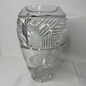 Villeroy & Boch Heavy Crystal Flower Vase Clear Geometric Cut Design Aspen 11” - Picture 1 of 6
