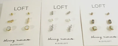 Juego de tres aretes mixtos Ann Taylor Loft para mujer nuevo con etiquetas 29 ea conjunto de 3 pares Foto 1 de 4