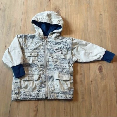 Gymboree 夹克复古航海卡其色连帽拉链背心尺寸 18-24 个月婴儿 — 第 1/4 张图片