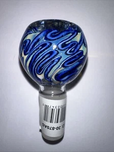14mm Glass slide bowl Water Pipe Hookah Bong Head Piece - BLUE STROKES - USA - Picture 1 of 3