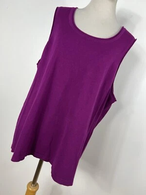 Camiseta sin mangas Laura Ashley 2X tejida violeta púrpura cuello redondo elástica mujer M3 Foto 1 de 4