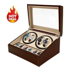❤ 4+6 Automatic Watch Winder Watch Display Box Luxury Storage Case Self-winding - Picture 1 of 16