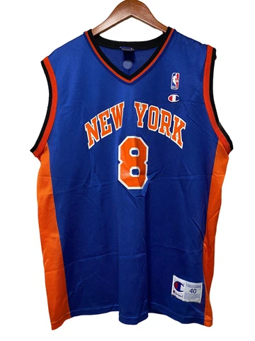 Vintage Champion New York Knicks Latrell Sprewell Jersey Adult Size M Blue NBA Cover
