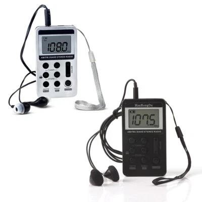 HQ AM FM Personal Radio Stereo Portable Pocket Sports Digital Display Earphone - Image 1 of 4