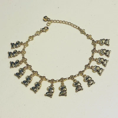 Pulsera de ratón enchapada en oro de 18 quilates U7 con dijes de tobillera joyería NUEVA 8,5"-10" ratones Corea Foto 1 de 4