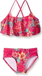 Kanu Surf Girls' Karlie Flounce Bikini Beach 2 Piece Swimsuit - 14 - FREE SHIP - Picture 1 of 5