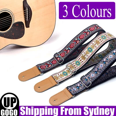 Vintage Flowers Guitar Strap Replacement Adjustable Belt Acoustic Electric Bass - image 1 of 4