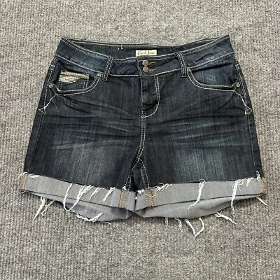 Earl Jean Womens Cut-Off Shorts Size 12 Blue Denim Cuffed Casual Mid Rise - Image 1 of 4