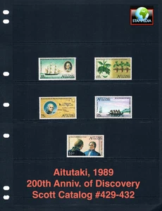 $13.25 Scott Value - 1989 AITUTAKI HMS Bounty Discovery 200 Years CV MNH NH UMM - Picture 1 of 4
