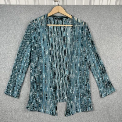 Cárdigan NIC+ZOE para mujer M azul transparente abierto manga larga ligero mezcla de lino Foto 1 de 4