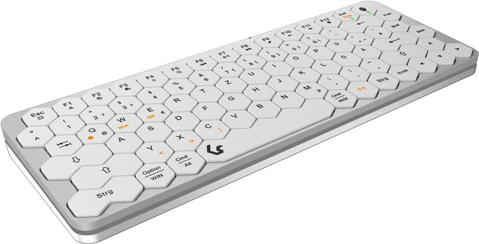 KEYSONIC Tastiera Mini tasti multimediali BT, QWERTZ, argento/bianco - Immagine 1 di 1