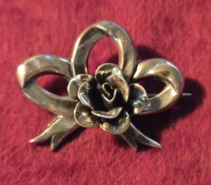 JEWELART 925 Sterling Silber Antik Art Deco Rose Blume Oxidiert Anstecknadel Brosche - Bild 1 von 6