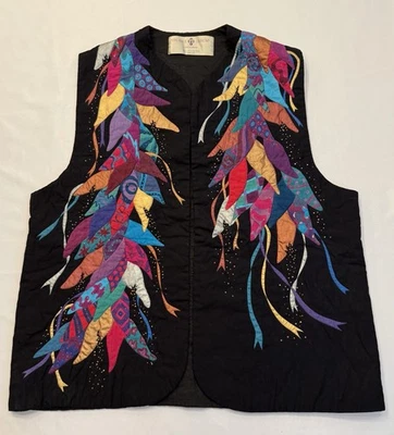 VTG Handmade Quilted Vest Sz L XL Wearable Art Boho Tribal Sundance Designs - Image 1 of 4