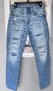 American Eagle Distressed Patched AirFlex+ Athletic Jeans 29 X 30 Fade & Whisk - Picture 1 of 8