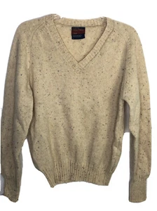 Vtg JCP Mens Shop V Neck Wool Blend Sweater Large Union Made USA Machine Wash - Picture 1 of 5