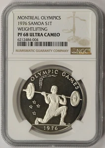1976 Samoa Montreal Olympics Weightlifting Silver Tala PF 68 Ultra Cameo NGC - Picture 1 of 4