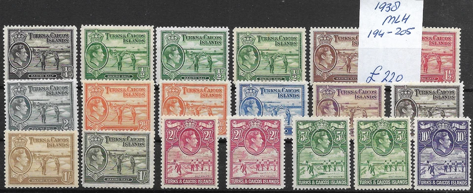 BRITISH TURKS & CAICOS @ 1938 SG 1194/205 SHADES MLH  NICE PRICED @ GB1607 - Image 1 of 1