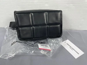 AMANDA UPRICHARD NY Black Vegan Leather Quilted Fanny Pack Belt Bag New - Picture 1 of 6