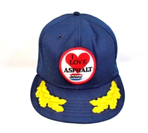 Vintage 1980'S Ashland Oil Denim Hat" I Love Asphalt" Logo Snapback Lined - Picture 1 of 8