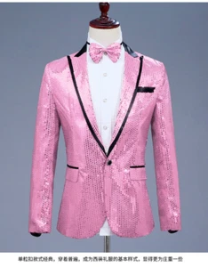 Vestido de lentejuelas de un botón Blazers nuevo traje de club nocturno chaqueta escenario cantante disfraz - Imagen 1 de 31